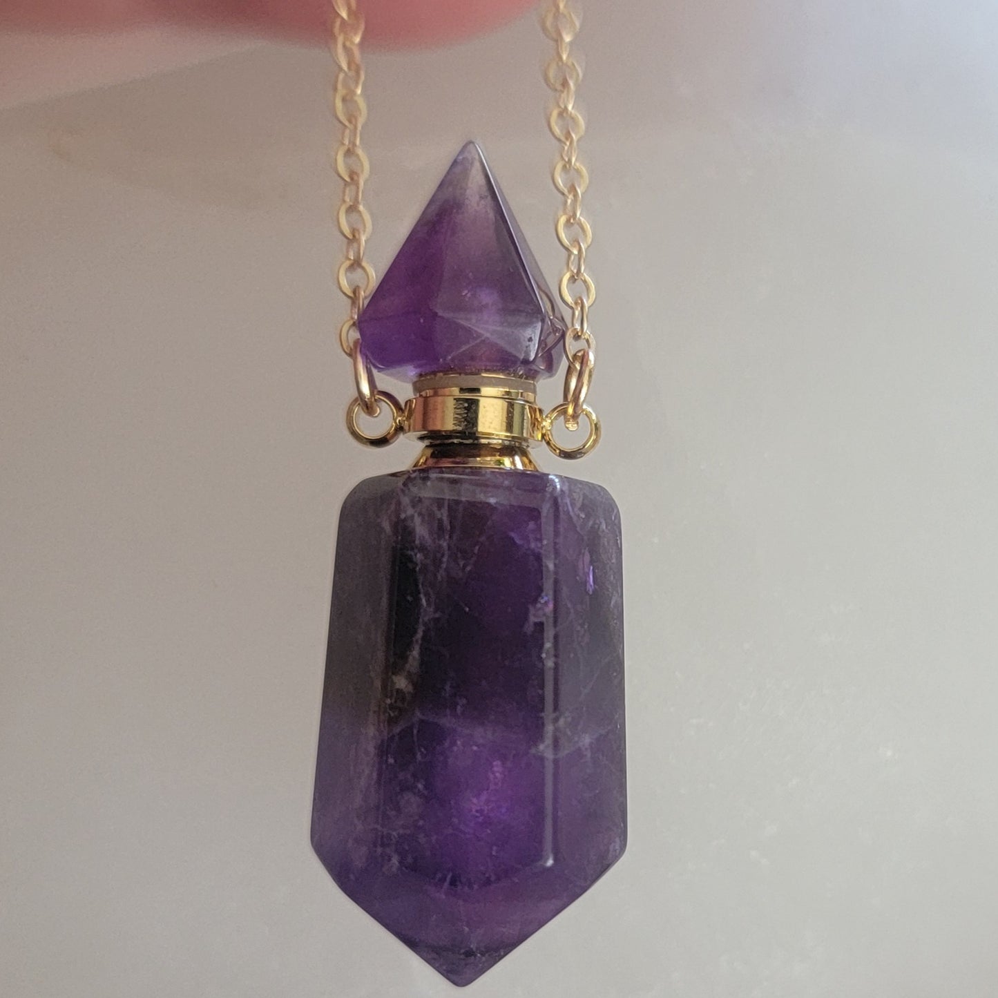 Amethyst Faceted Potion Bottle Necklace NCK-2708