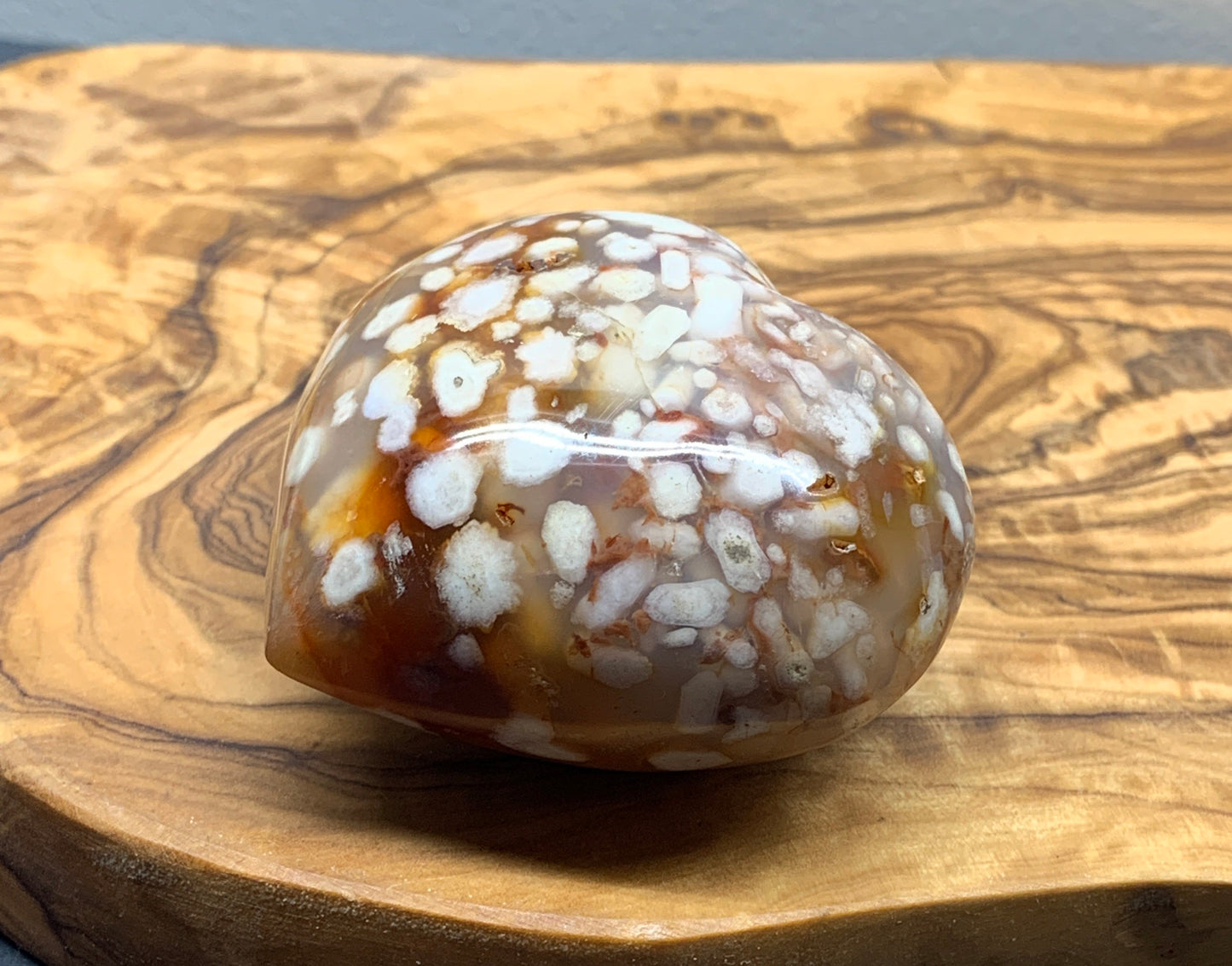 Flower Agate Cherry Blossim Heart , Supply for Crystal Grid, Home Decor or Crafts HRT 0315