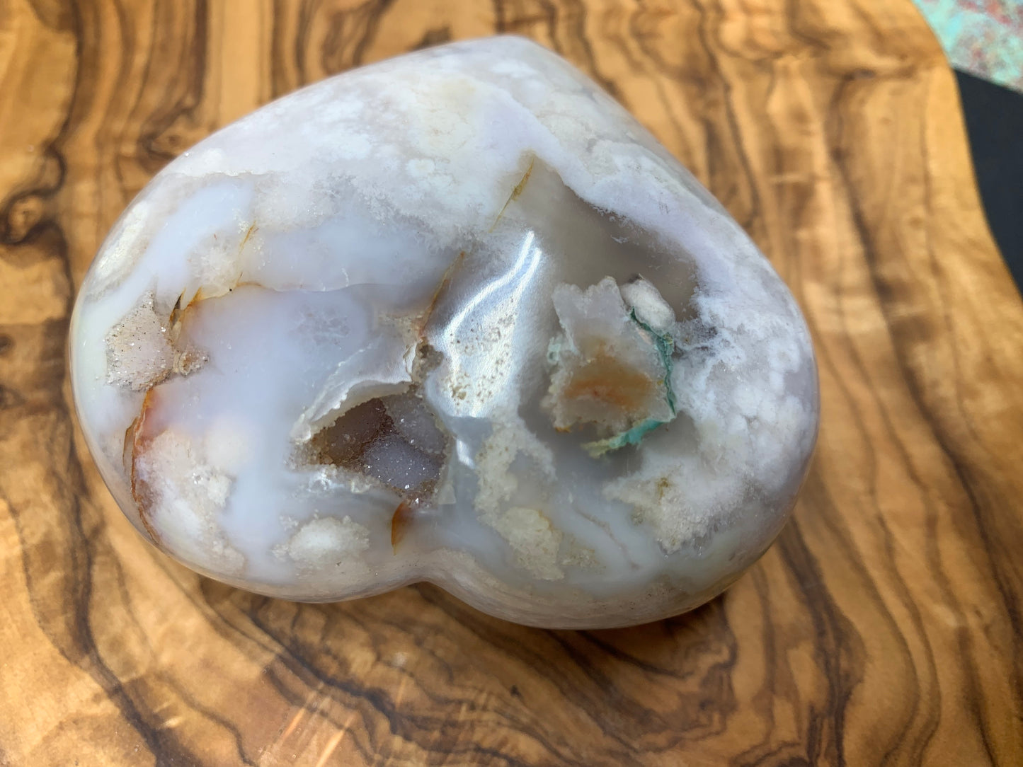 Flower Agate Cherry Blossim Heart , Supply for Crystal Grid, Home Decor or Crafts HRT 0307