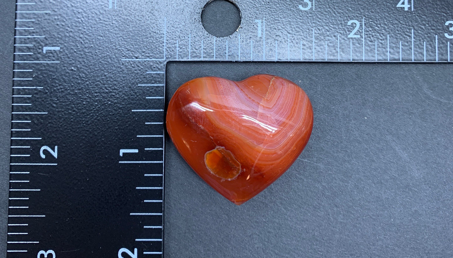 Carnelian Agate Quartz Puffy Heart, Beautiful, Polished, Creativity Stone, Passion, Manifesting Abundance (Approx. 1 1/2”) HRT-0259
