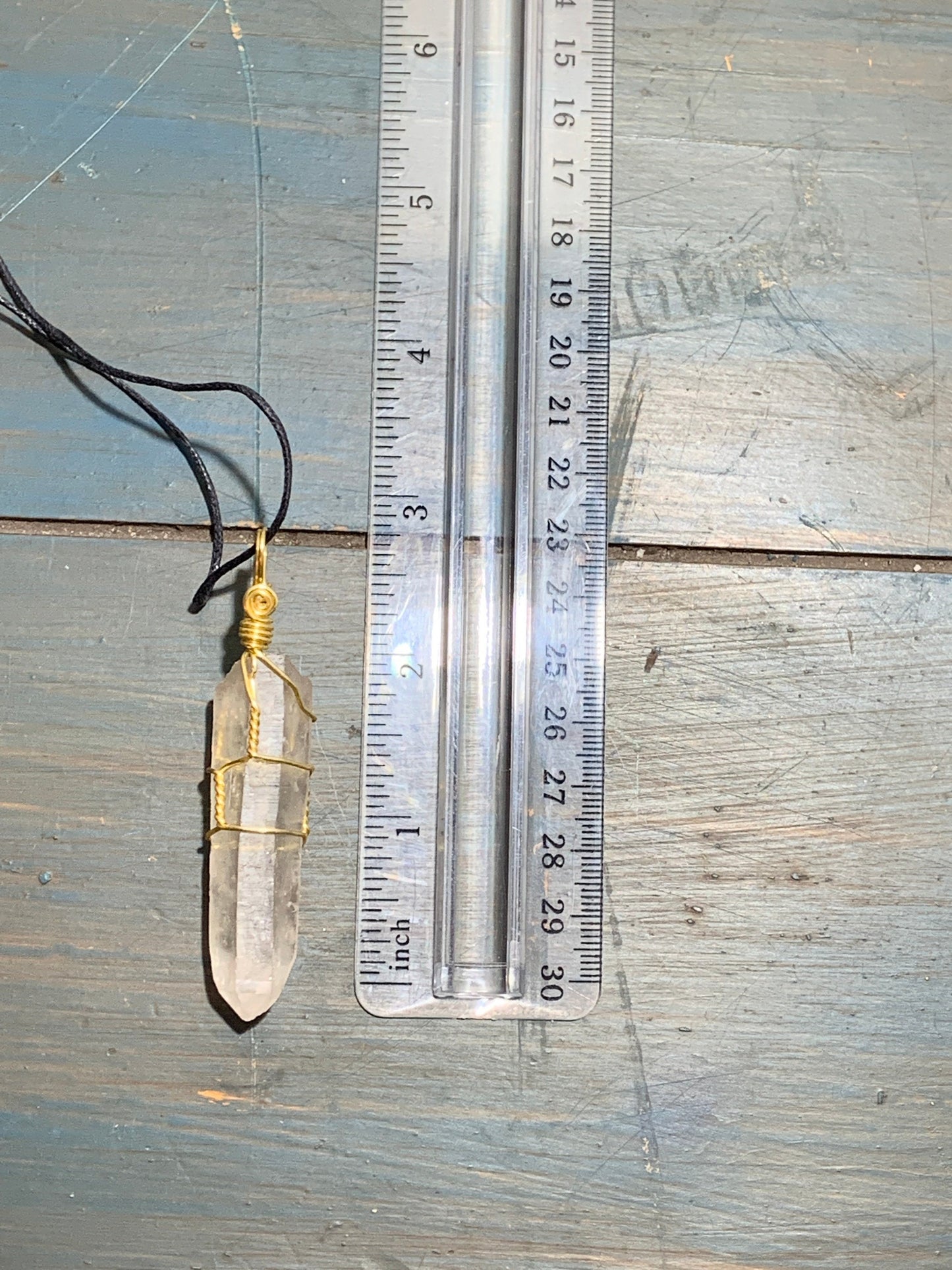 Lemurian Quartz Necklace, wire Wrapped HOT-0174
