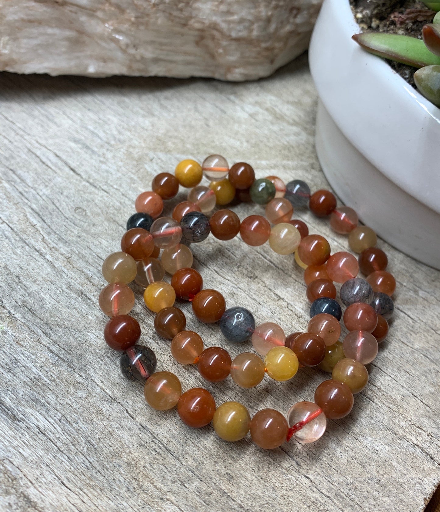 Mixed Quartz Bracelet 5mm Beads BRC-0074