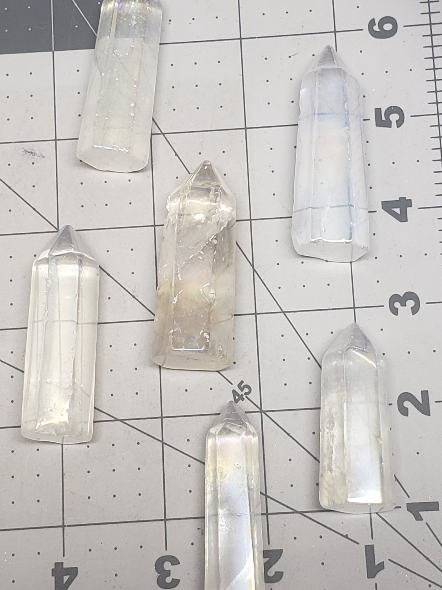 Angel Aura Quartz Obelisk, 1 3/4" - 2 3/4", Large Polished Quartz Crystal Point, For Crystal Grid Making 0878