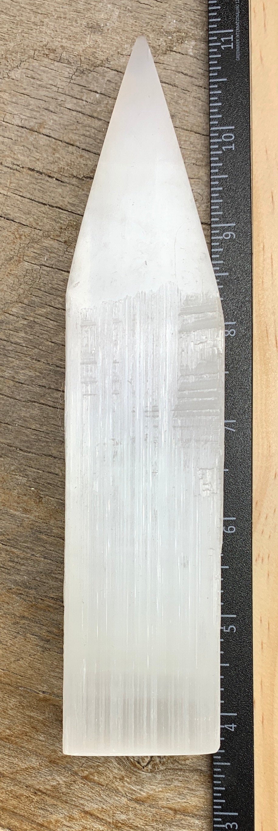 Selenite Obelisk 7” S-0039