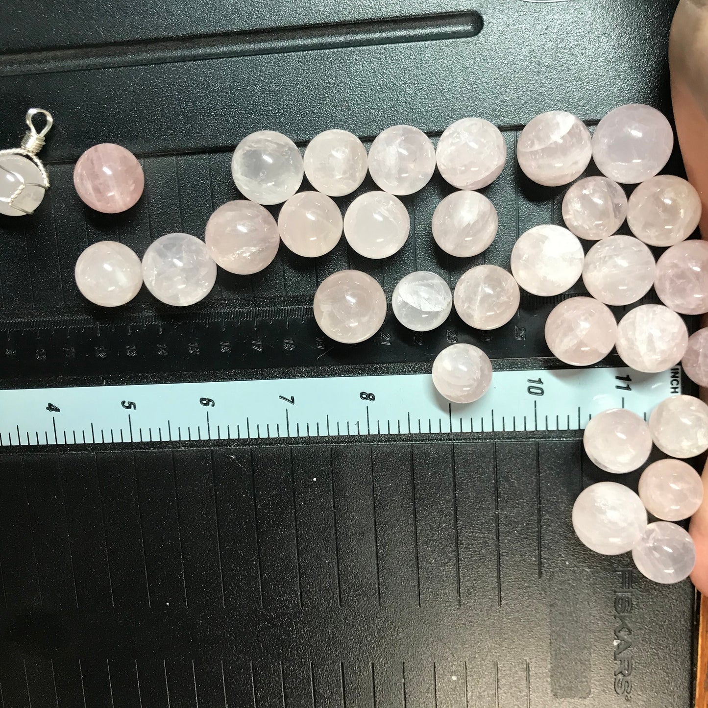 Rose Quartz, Polished Crystal Spheres (Approx. 1/2") Polished Stone for the Heart Chakra, for Wire Wrapping or Crystal Grid Supply 0316