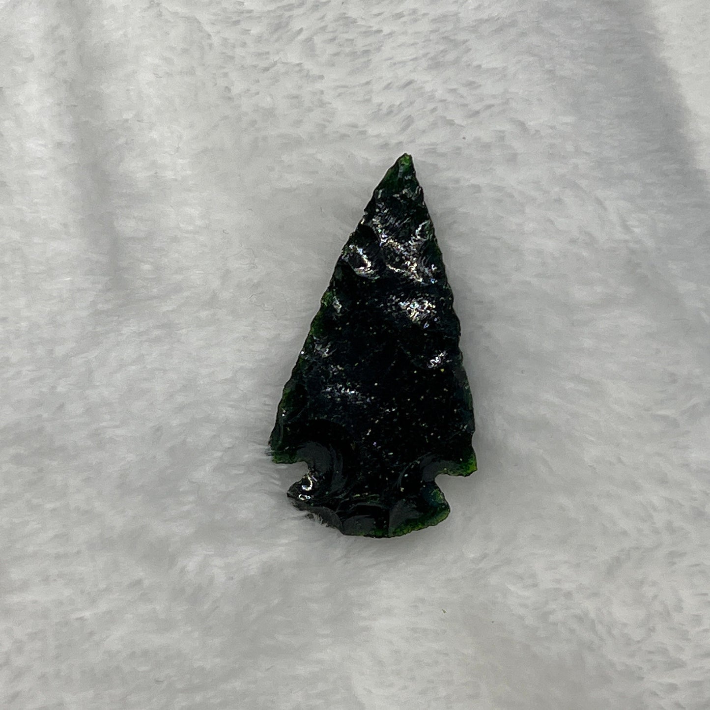 Green Goldstone Knapped Arrowhead 1223 (Approx. 1 1/4”-1 1/2”)