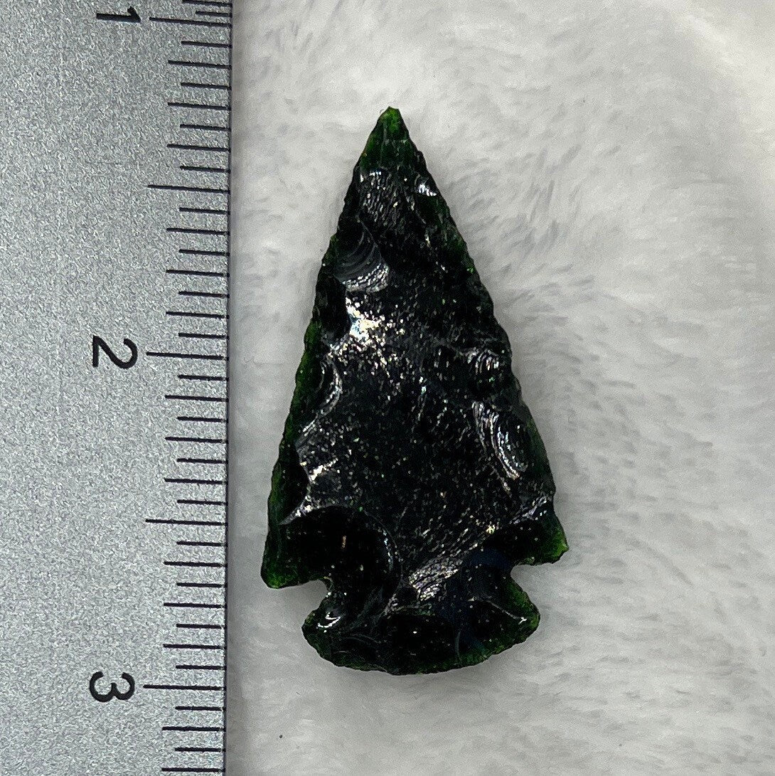 Green Goldstone Knapped Arrowhead 1223 (Approx. 1 1/4”-1 1/2”)