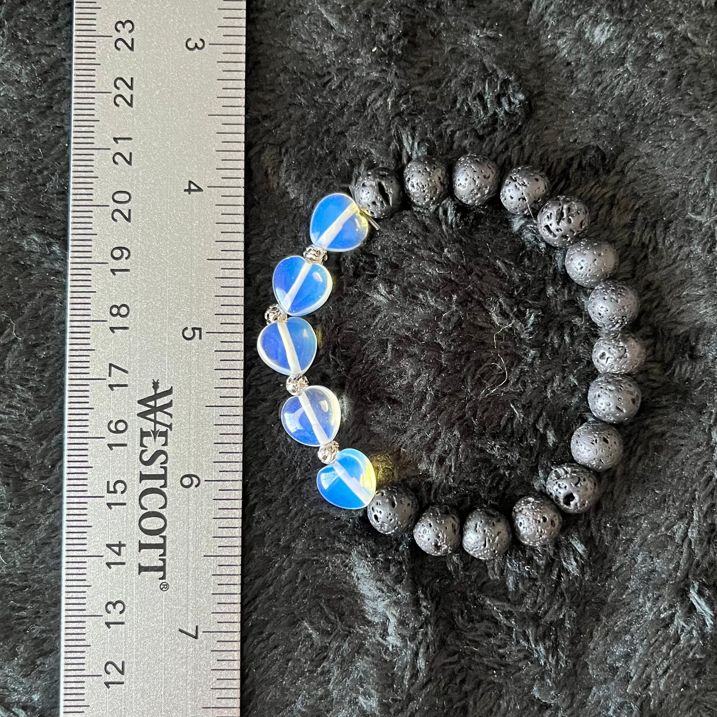 Opalite Heart Lava Bracelet BRC-0113