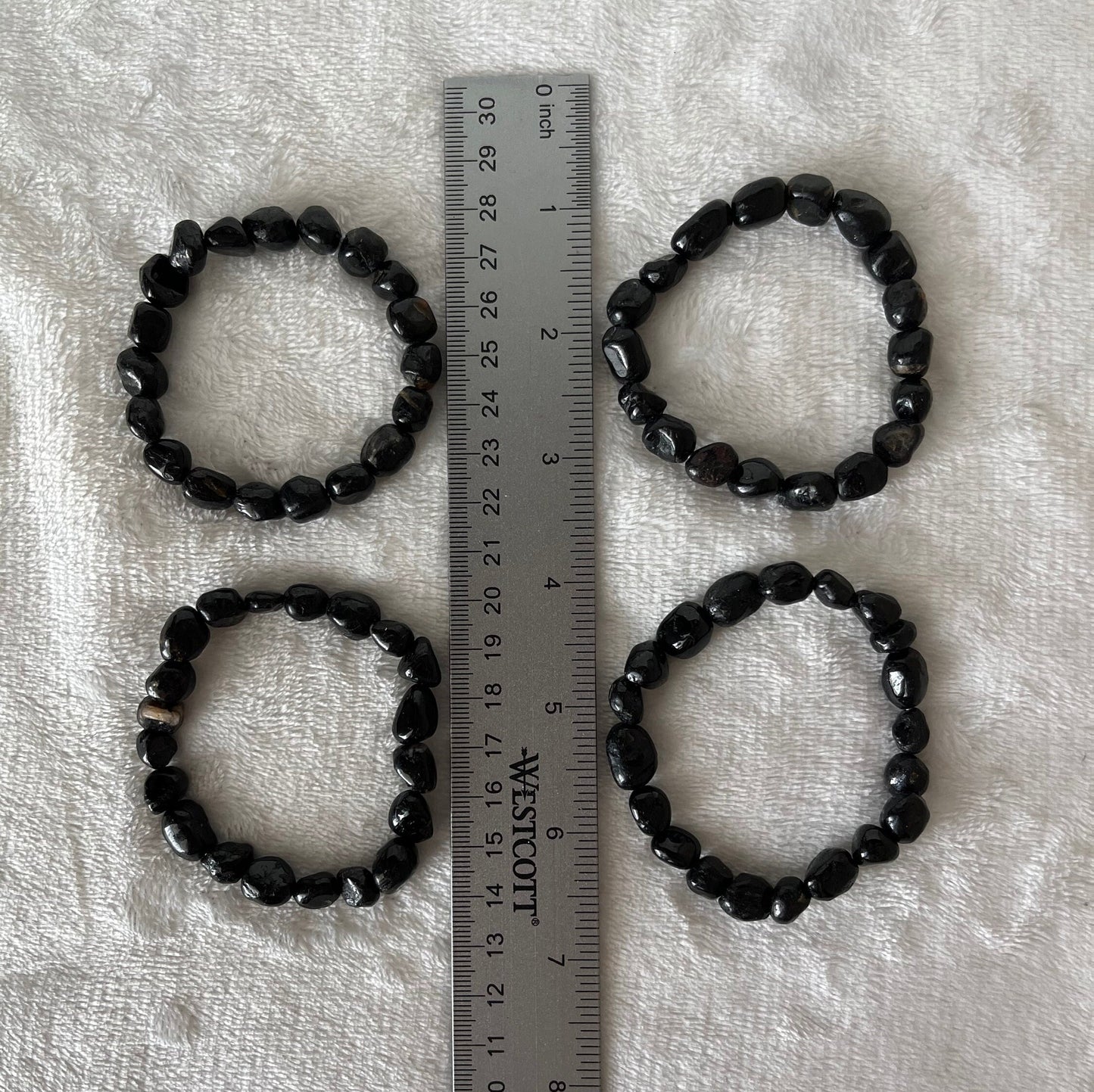 Black Tourmaline Chunky Pebble Bracelet BRC-0216