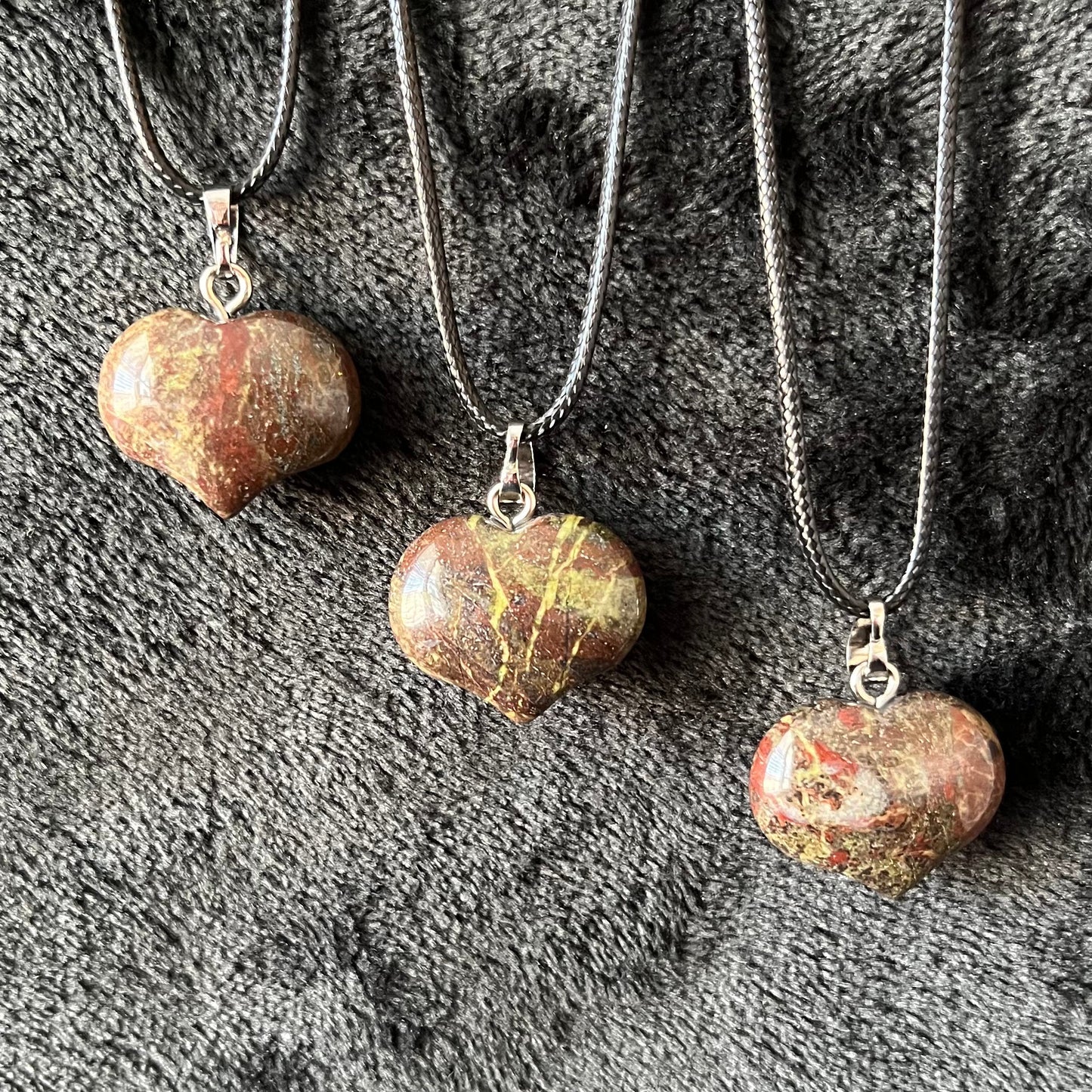 Dragon Blood Jasper Puffy Heart Necklace WN-0258