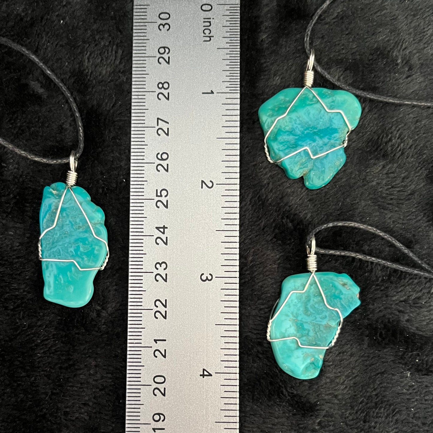 Genuine Sky Blue Turquoise Wire Wrapped Necklace WN-0206