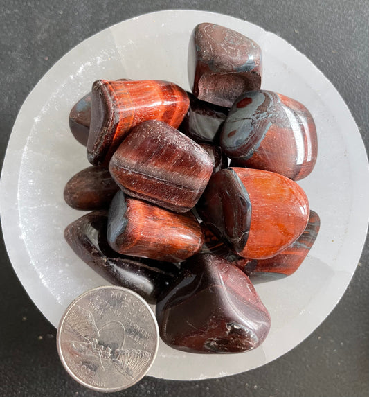 Red Tiger Eye Tumbled Stone, 1 Pound Bag (Approx. 20-30 mm) WT-0119