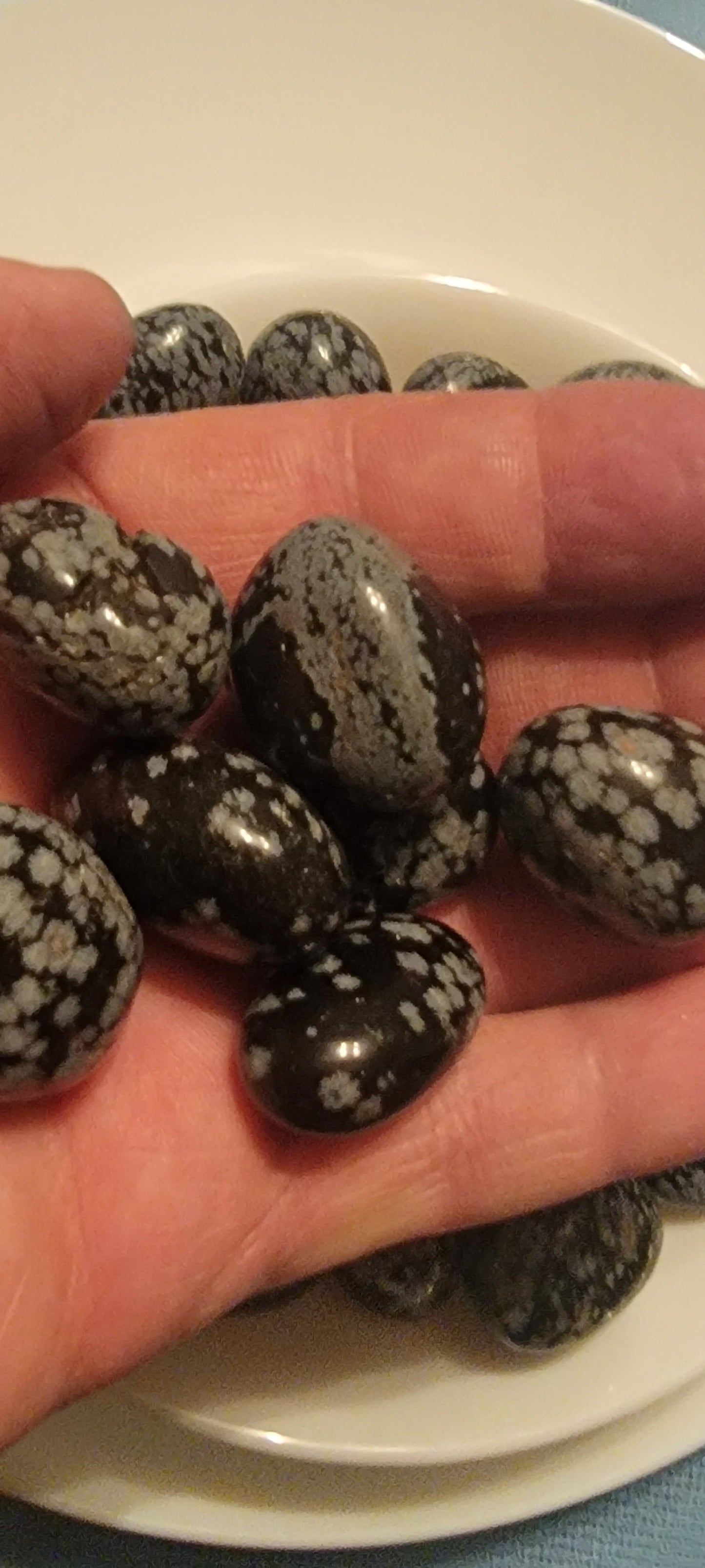 Snowflake Obsidian Tumbled Stone, 1 Pound Bag (Approx. 20-30 mm) WT-0132