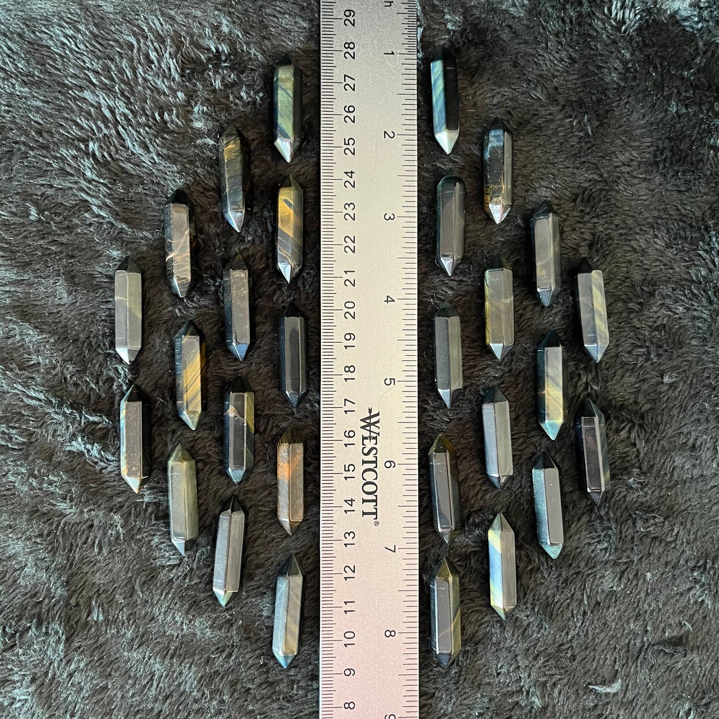 Blue Tiger Eye Double Terminated Crystal Point (Approx. 1 1/8”) T-0008