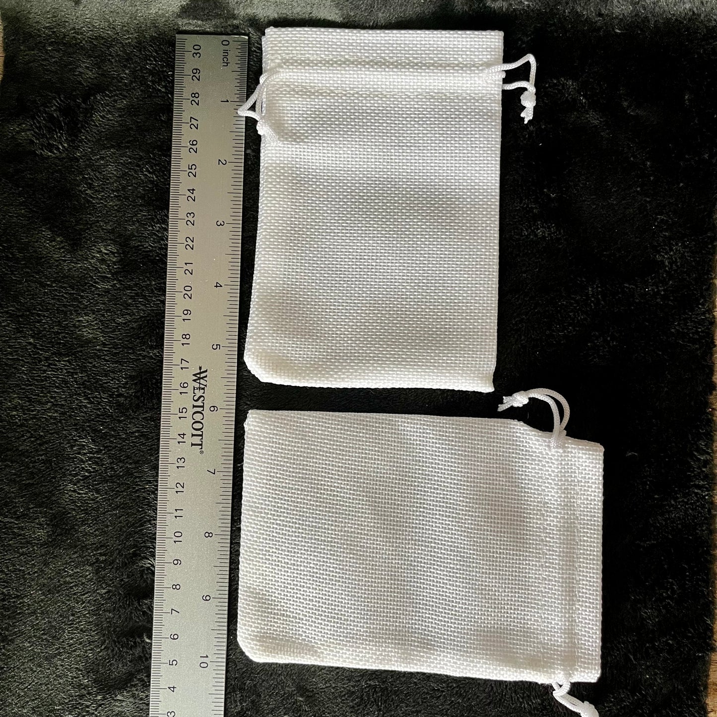 White Tweed Drawstring Bag (Approx. 4” x 6") BAG-0122