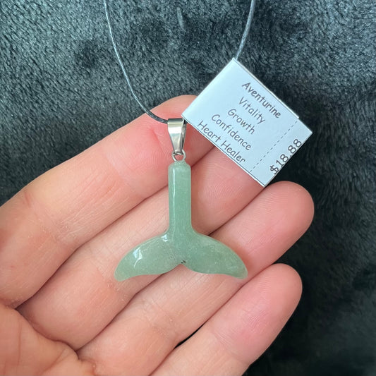 Green Aventurine Whale Tail Necklace 0035