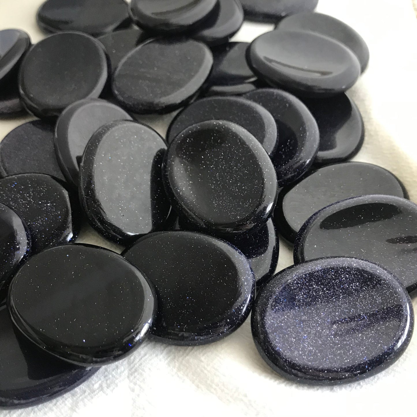 Blue Goldstone Worry Stone (Approx1/3/4" x 1 1/3") Polished Stone for Wire Wrapping or Crystal Grid Supply 1381