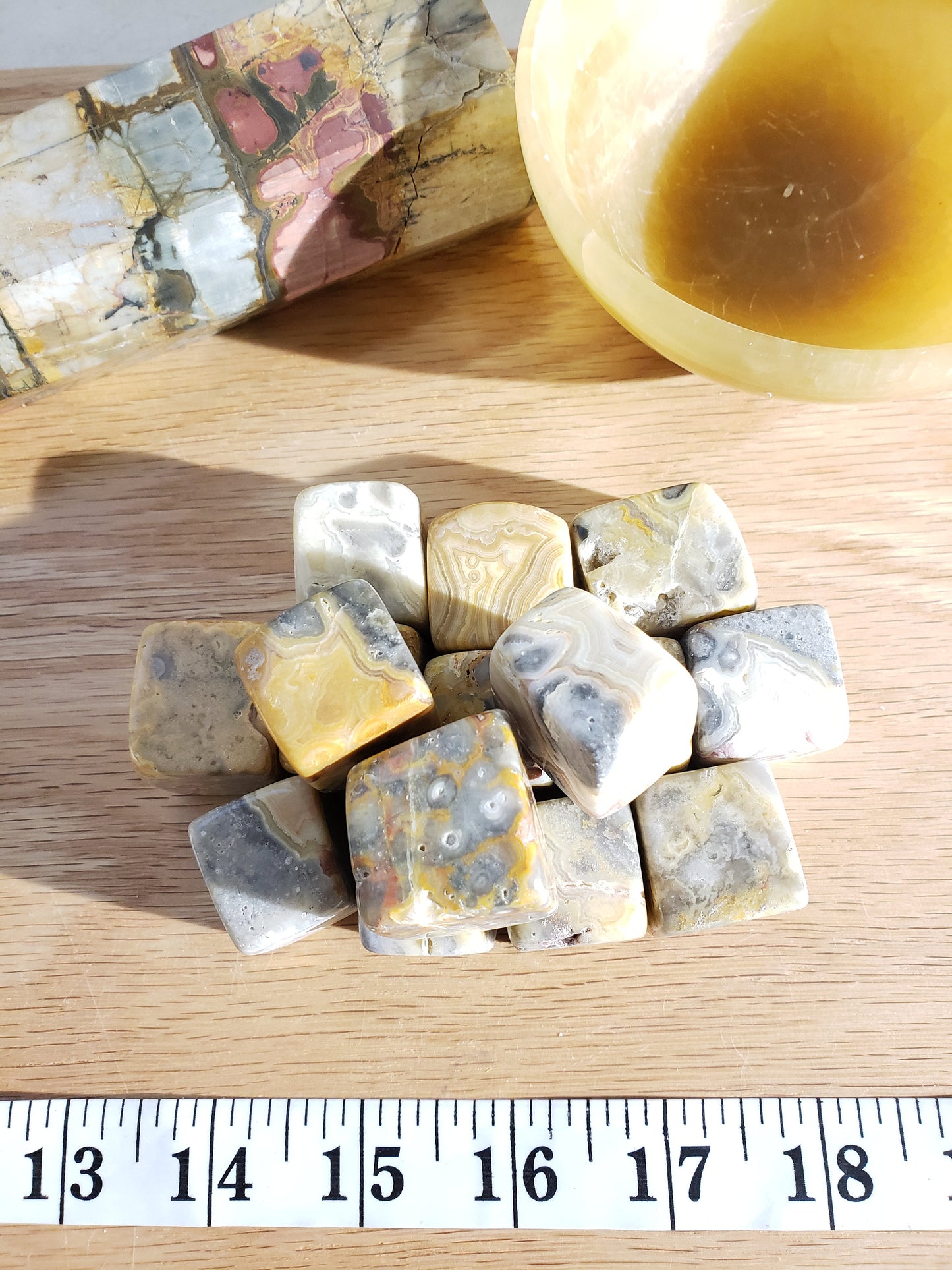 Yellow Crazy Lace Agate Cube, Tumbled, Polished (Approx. 3/4" - 1 1/4" Cube) Polished Stone BIN-1348