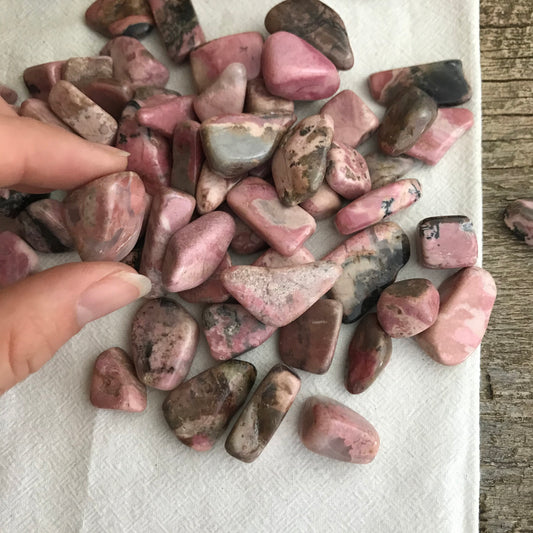 Rhodonite, Tumbled Stone (Approx. 1/2" - 1") for Wire Wrapping or Crystal Grid Supply 0716