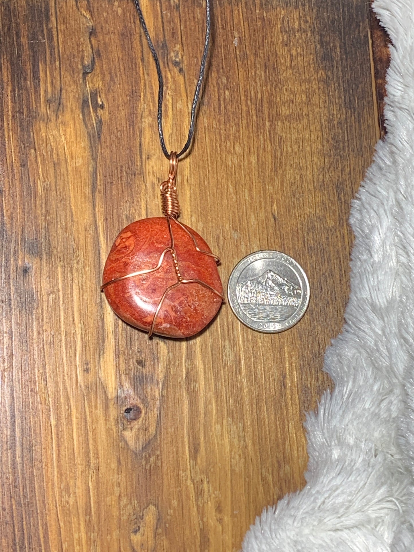 Red Coral Wire Wrapped Necklace HOT-0028