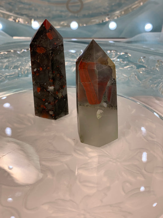 African Blood Agate Obelisk, protective, Beautiful (Approx 2.3") 0880-A