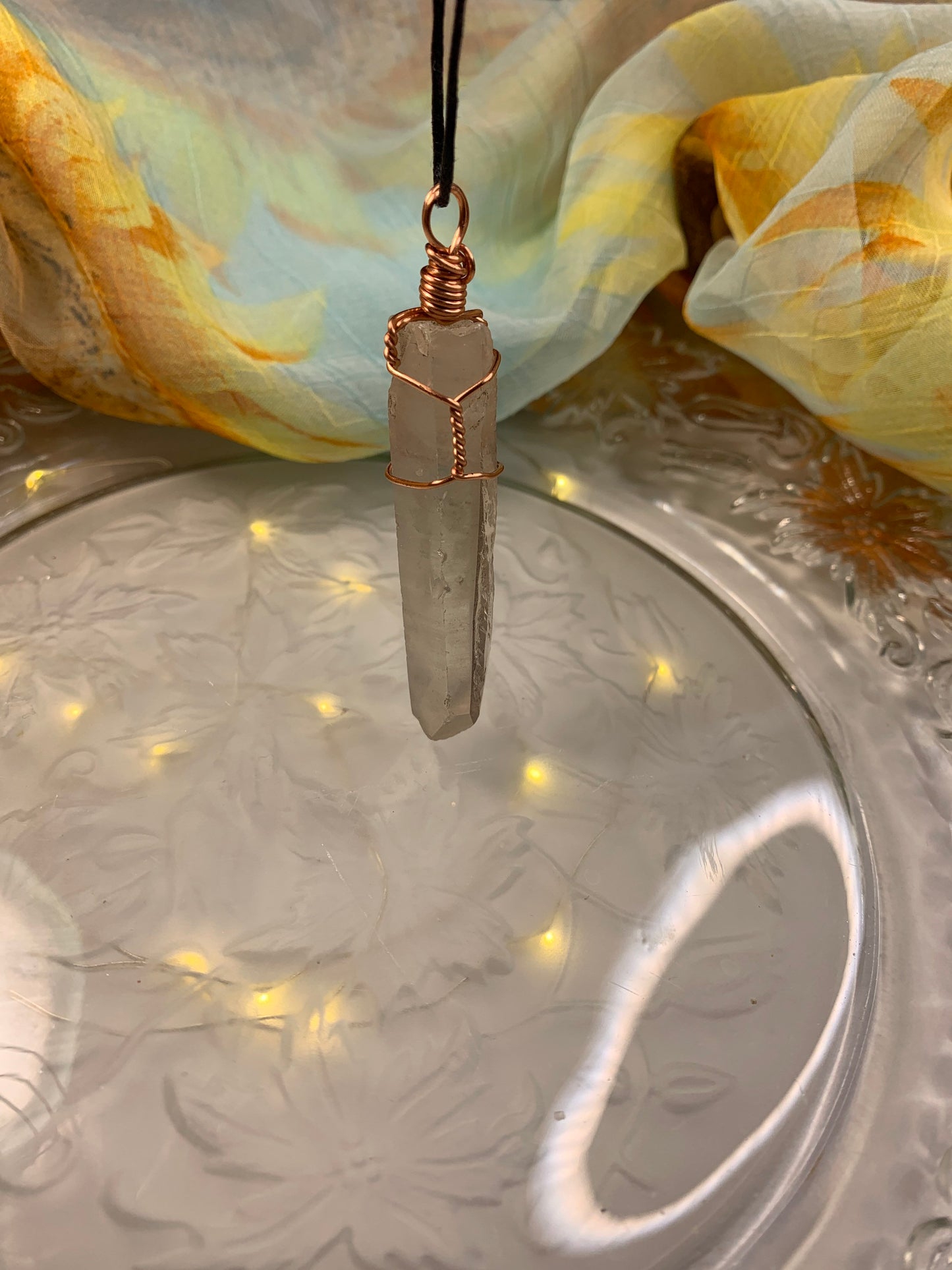 Quartz Point Necklace, Wire Wrapped, Hand Made, Spiritual Healing, Gift Item, Self Care NCK-0033