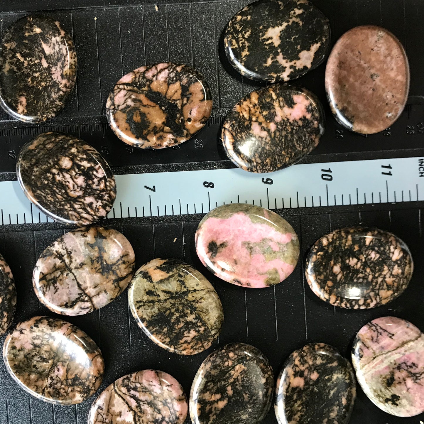 Rhodonite Worry Stone (Approx. 1 3/4" x 1 3/8") Polished Stone of Compassion, Wire Wrapping or Crystal Grid Supply 1393