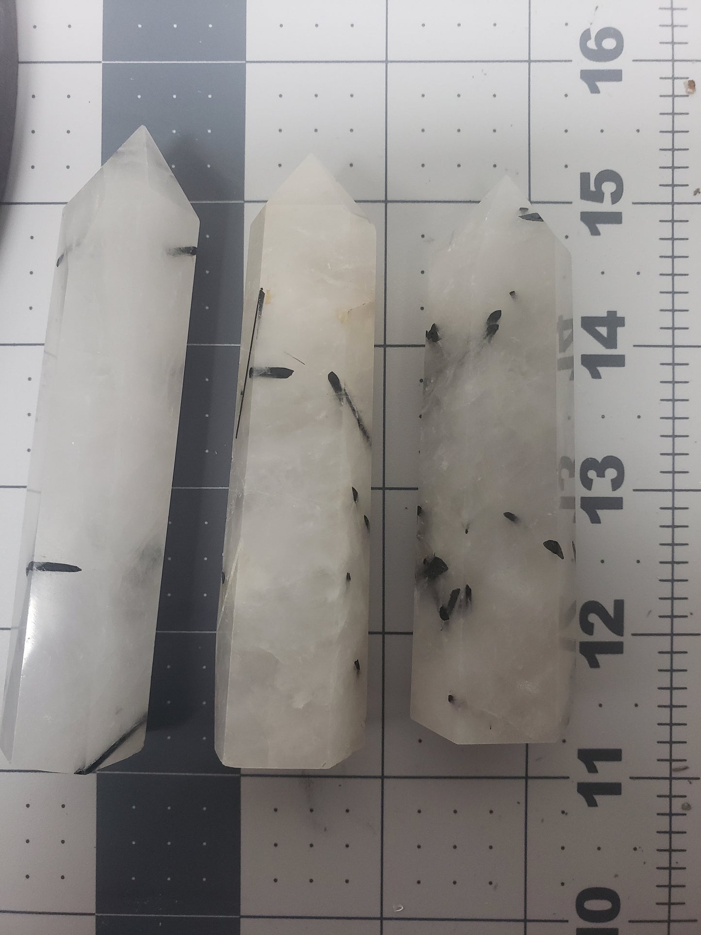 Tourmalinated Quartz Obelisk, (Approx. 3" - 4") Tourmalinated Quartz Crystal, Healing Stone for Crystal Grid Making 0905