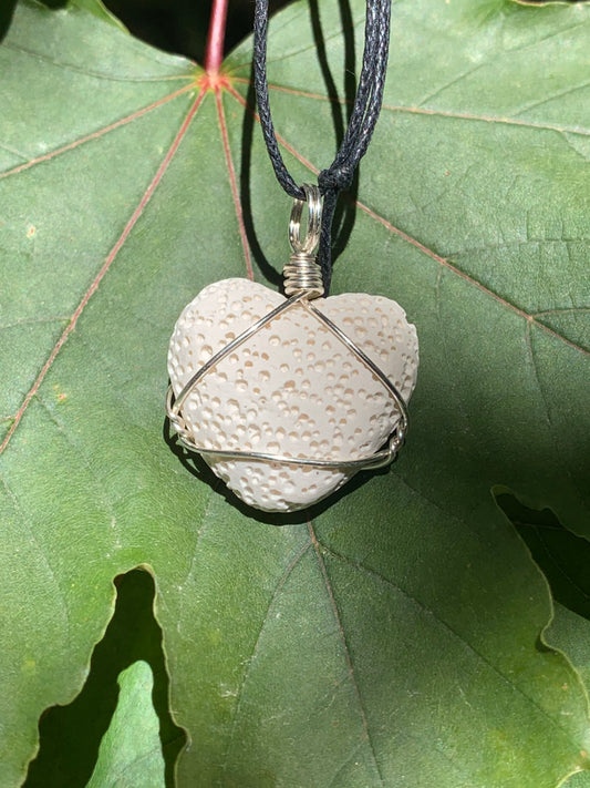 White Lava Heart Necklace            NCK-0017