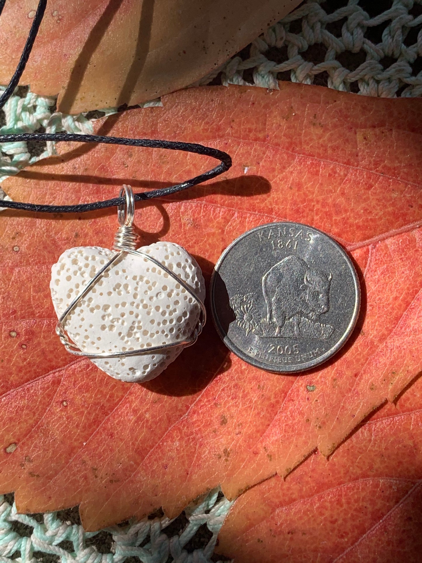 White Lava Heart Necklace NCK-0017