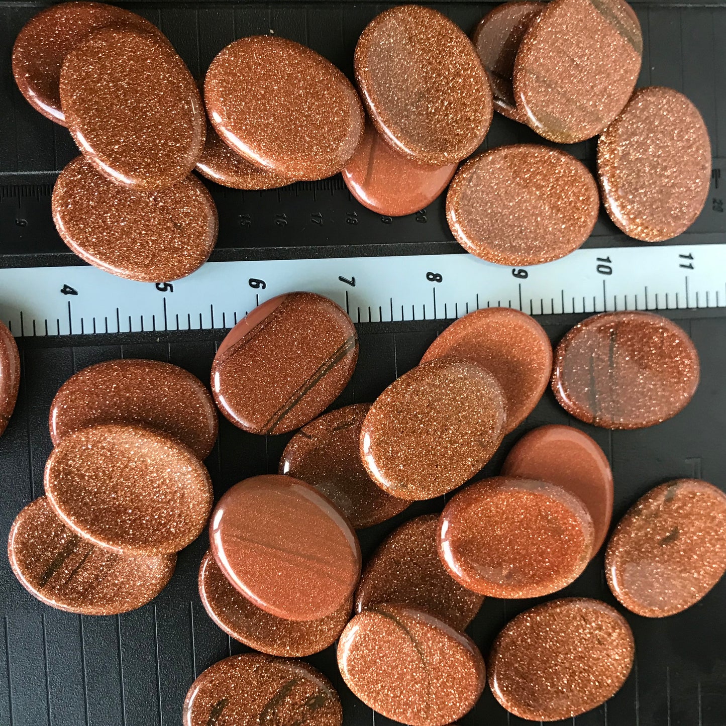 Goldstone Worry Stone (Approx. 1 3/8 ' x 1 3/4") Polished Stone for Wire Wrapping or Crystal Grid Supply 1382