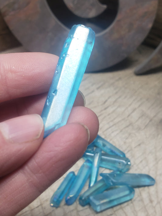 Blue Aura Quartz, Bead for grid making and jewelry making (Approx. 1 1/2" - 2" Long) 1520
