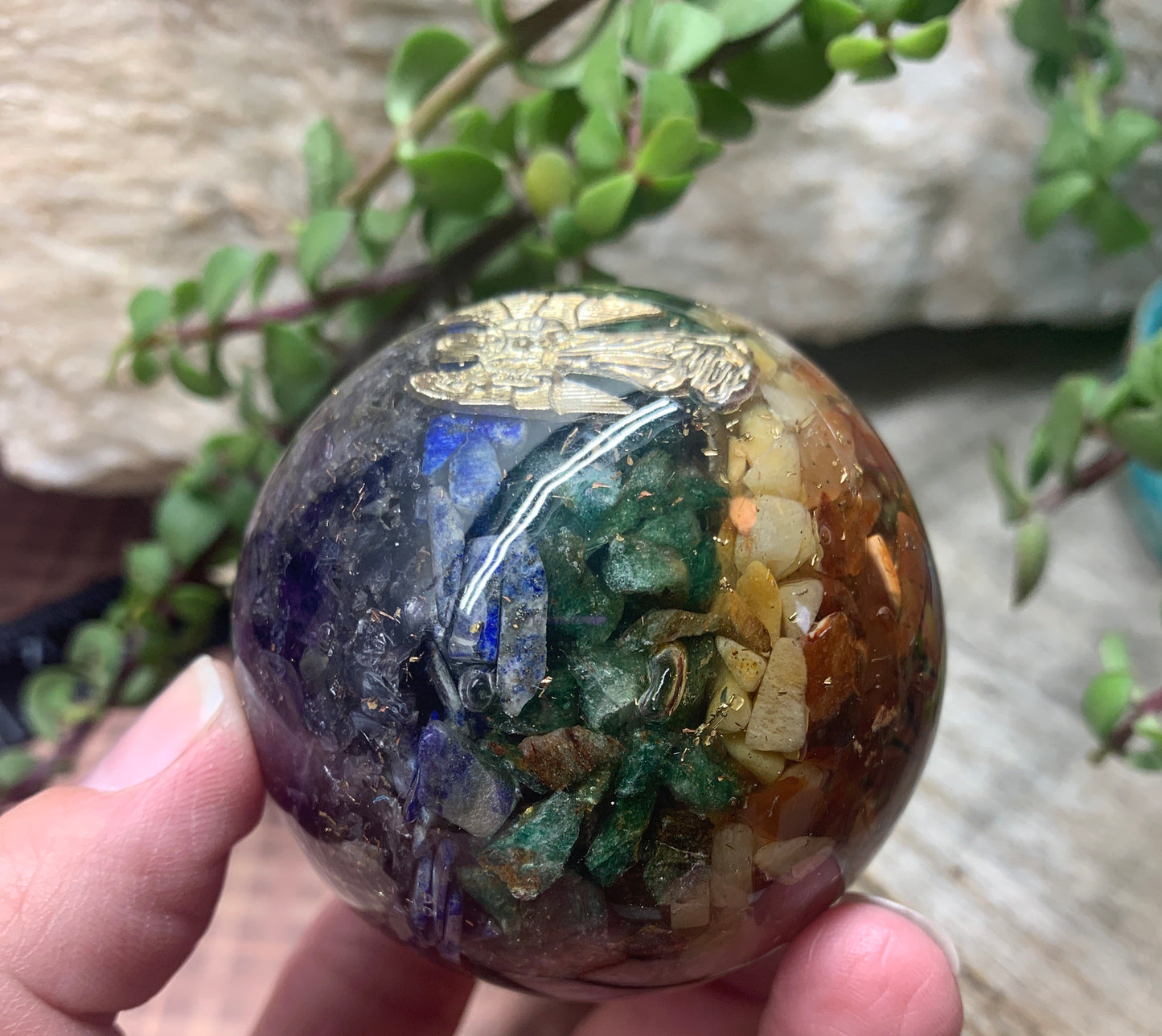 Orgonite Chakra Crystal Sphere 2 1/2” ORG-0017