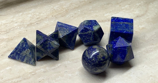 Lapis Lazuli Sacred Geometry Kit, Carved Shapes E-0015