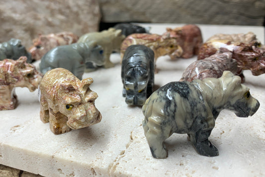 Hippopotamus Carved Soapstone Animal (Approx. 1 1/2") 0775