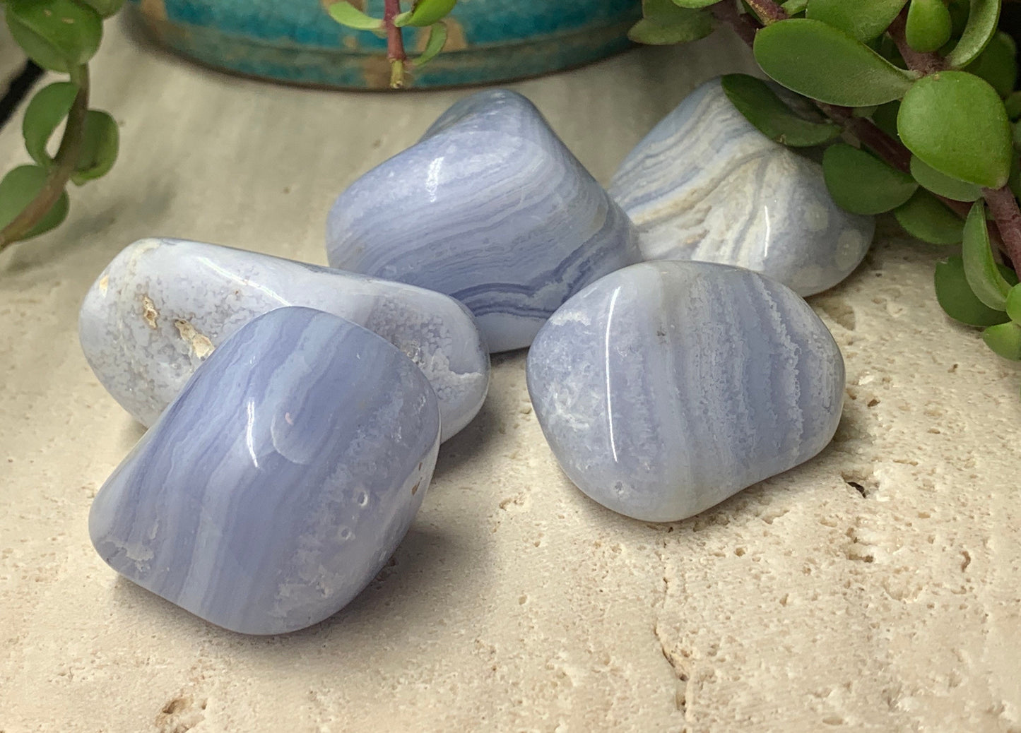 Blue Lace Agate XL (Approx. 1 1/2" - 1 3/4") Polished Tumbled Stone 0725