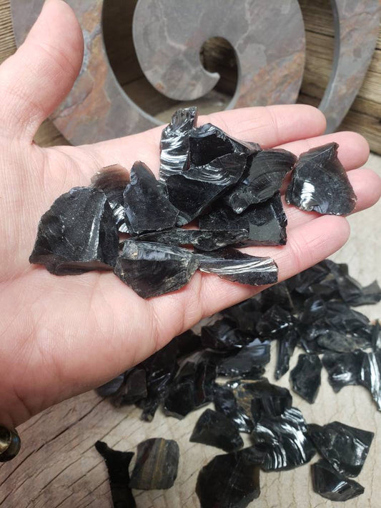 Obsidian Raw Stone, (Approx. 3/4" - 1" long) Found in Utah, Natural Volcanic Glass 0471