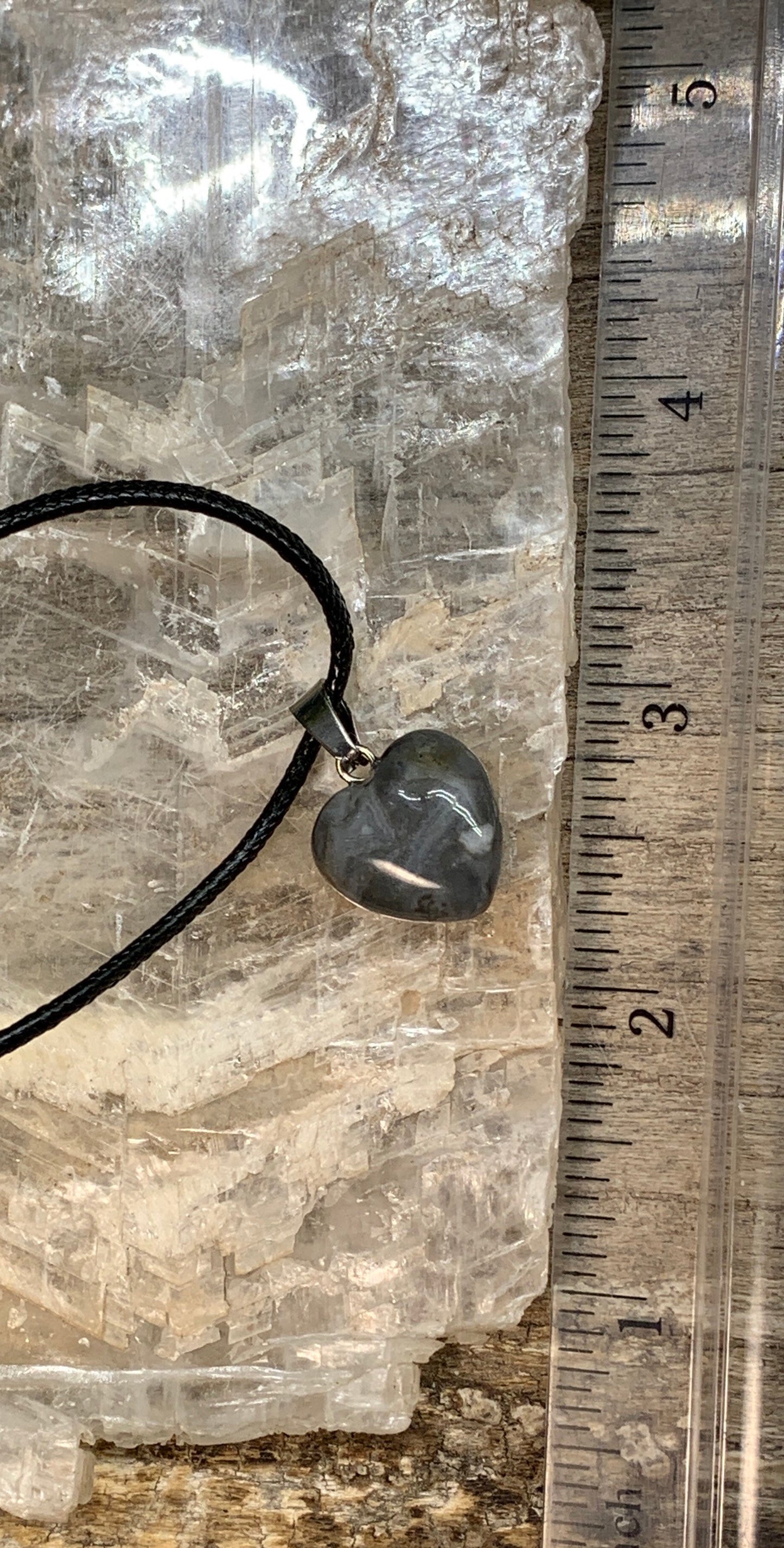 Grey Agate Heart Necklace HOT-0477