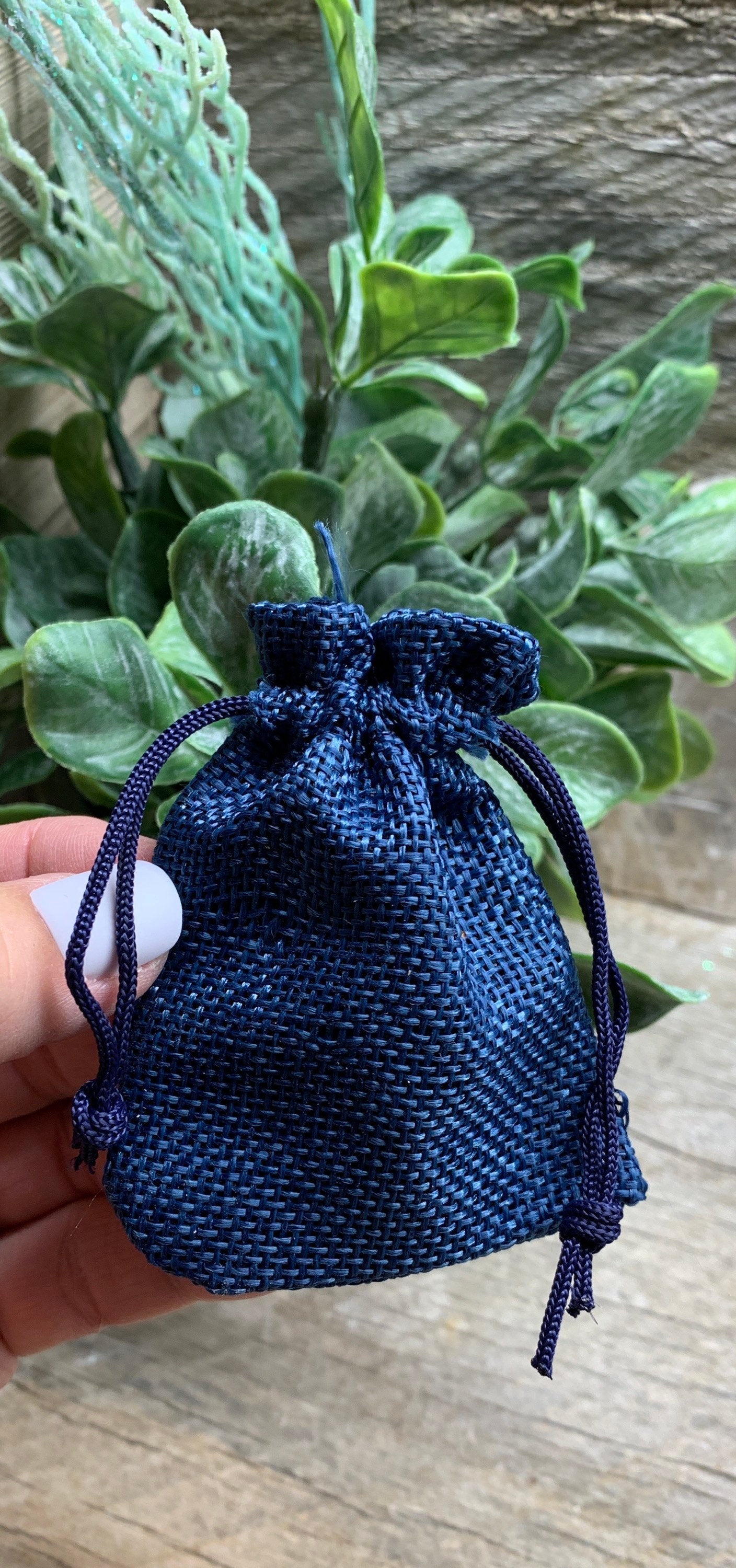 Navy Blue Tweed drawstring Bag 7cm x 9cm BAG-0032