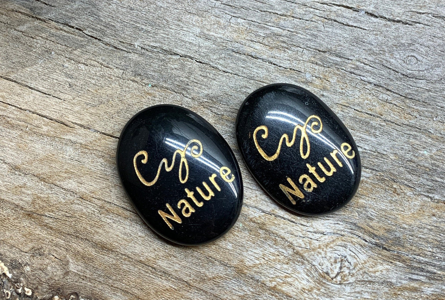 Nature, Black Obsidian Carved Word Affirmation (Approx. 1 1/2") FIG-0315