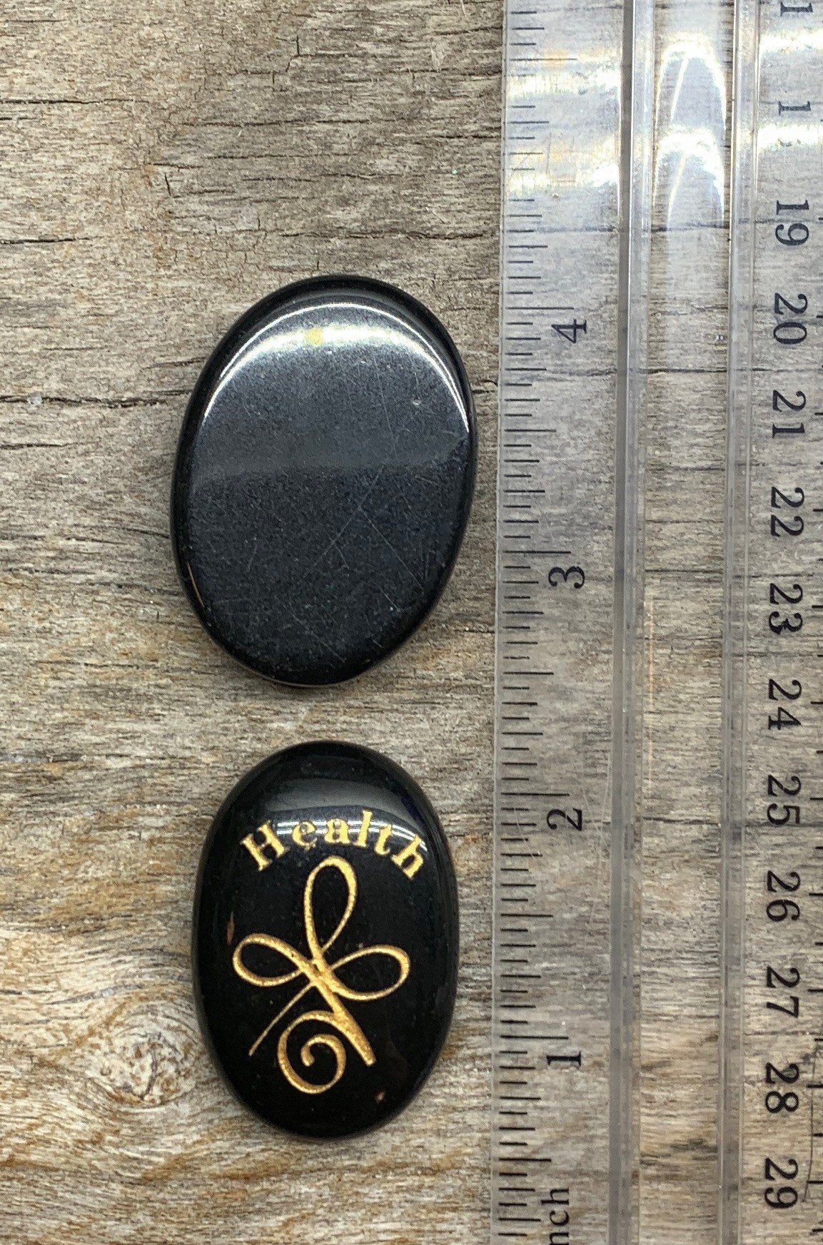Health, Black Obsidian Carved Word Affirmation (Approx. 1 1/2") FIG-0309