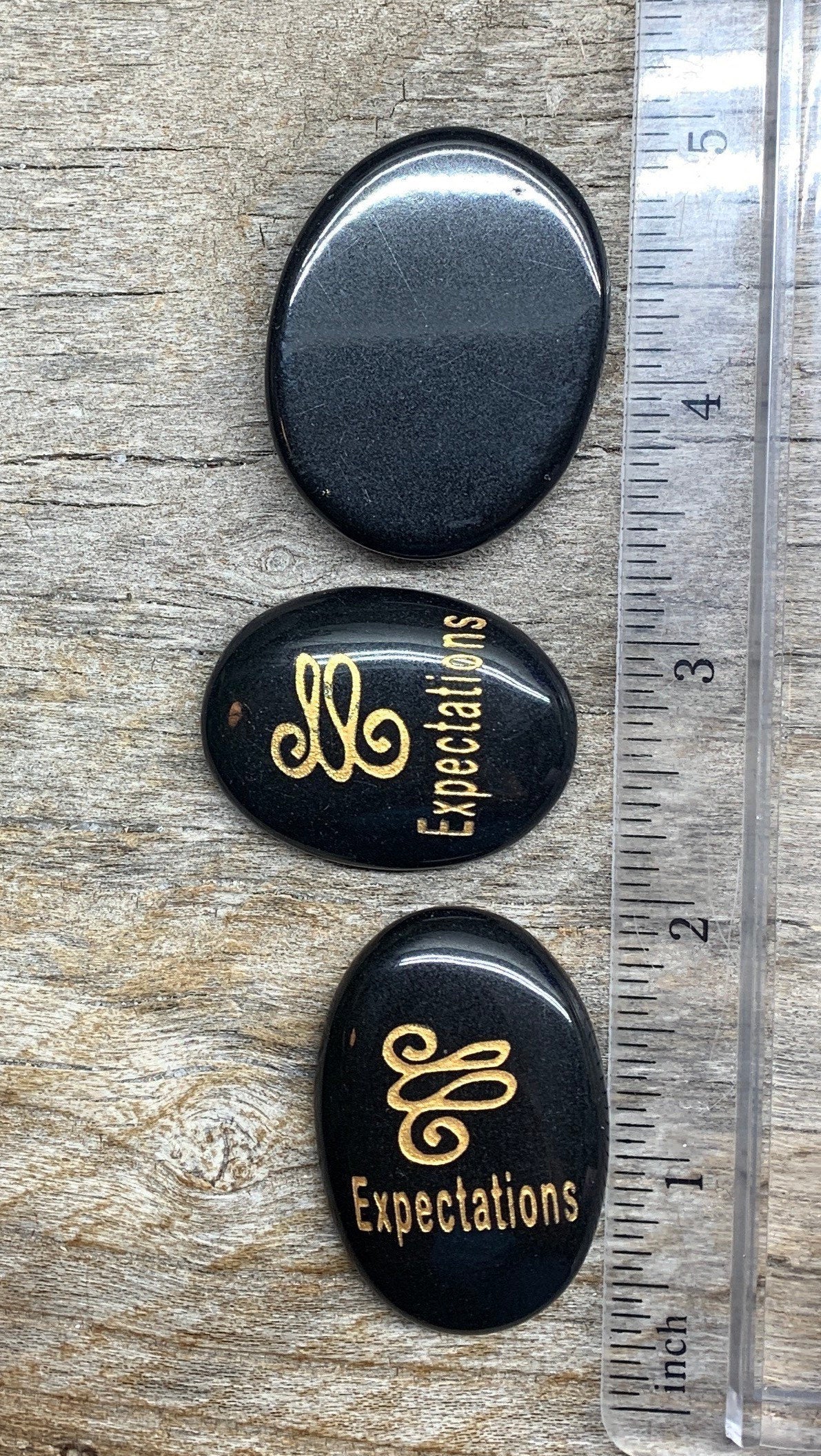 Expectations, Black Obsidian Carved Word Affirmation (Approx. 1 1/2") FIG-0304