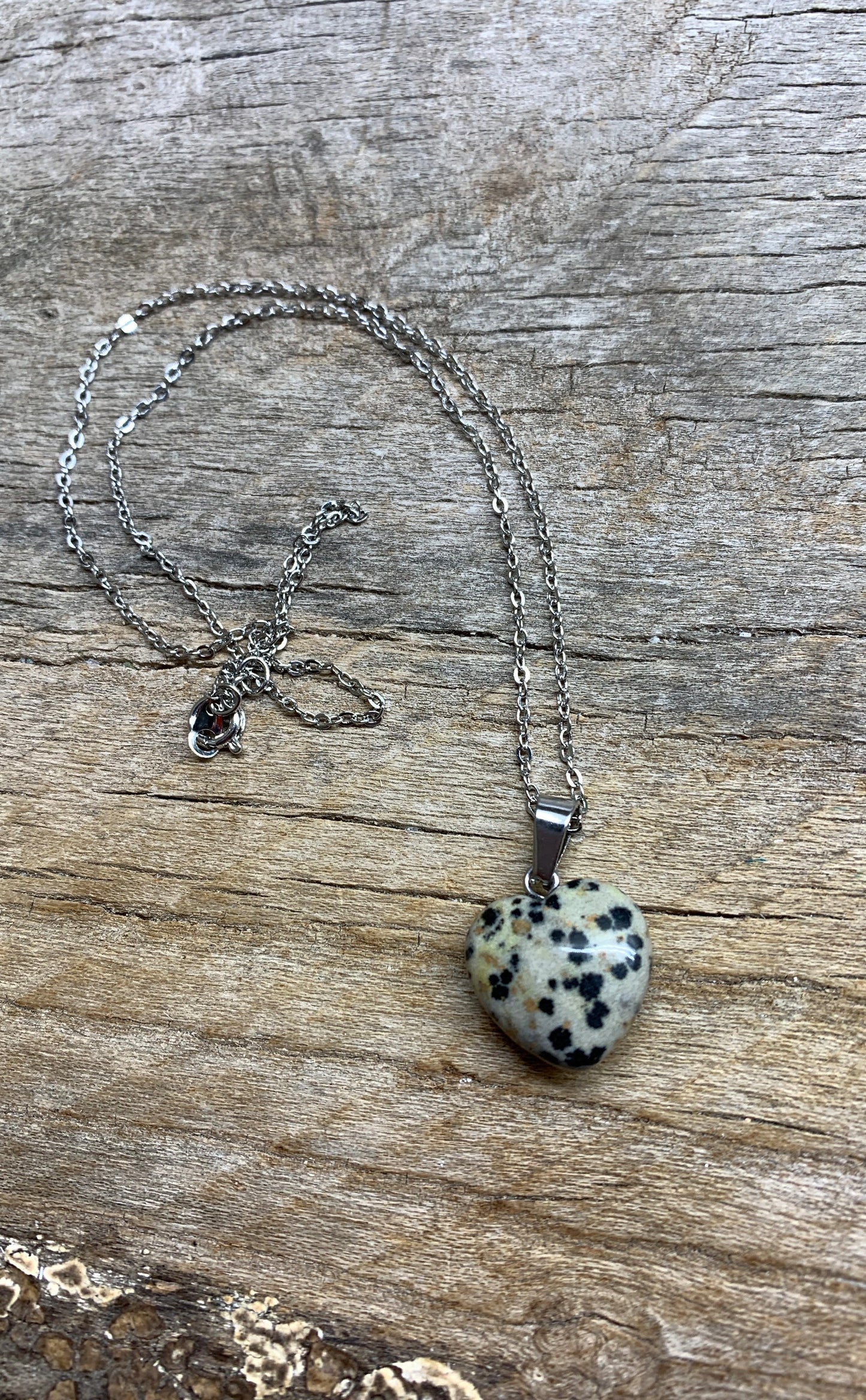 Dalmatian Jasper Heart Necklace NCK-1173