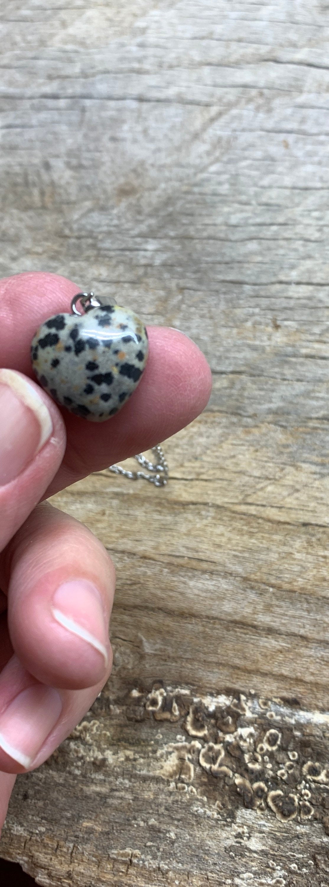 Dalmatian Jasper Heart Necklace NCK-1173