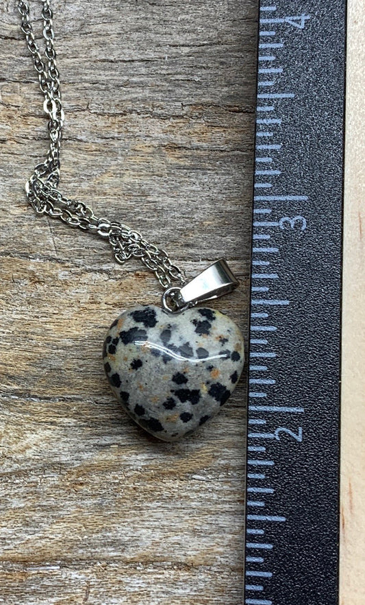 Dalmatian Jasper Heart Necklace NCK-1173