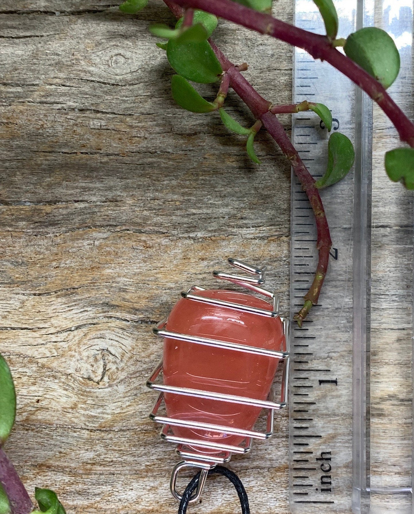 Cherry Quartz Square Cage Necklace 1052