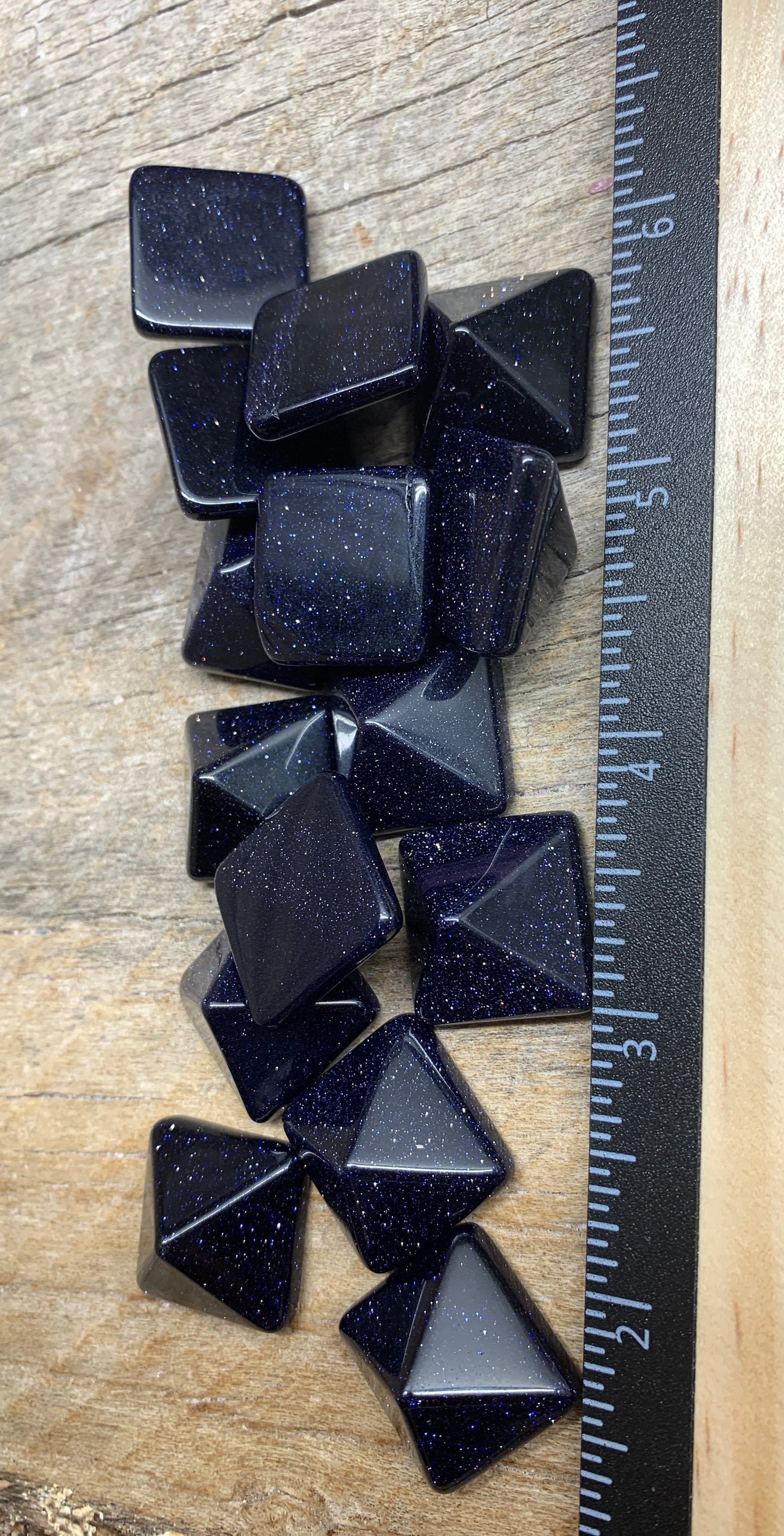 Blue Goldstone Pyramid (Approx. 3/4” x 3/4" x 5/8") 0406