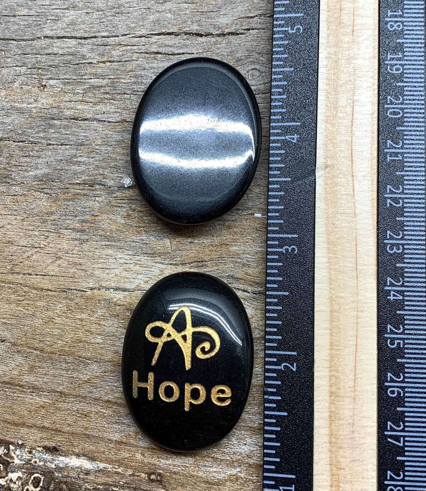 Hope, Black Obsidian Carved Word Affirmation (Approx. 1 1/2") FIG-0310
