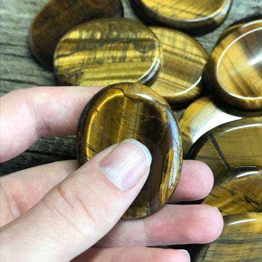 Tiger Eye Worry Stone (Approx 1 1/2" x 1 1/4")  Polished Stone for Wire Wrapping or Crystal Grid Supply 1392