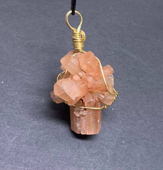 Aragonite Necklace, Wire Wrapped, Hand Made, Beautiful, Abundance NCK-0407